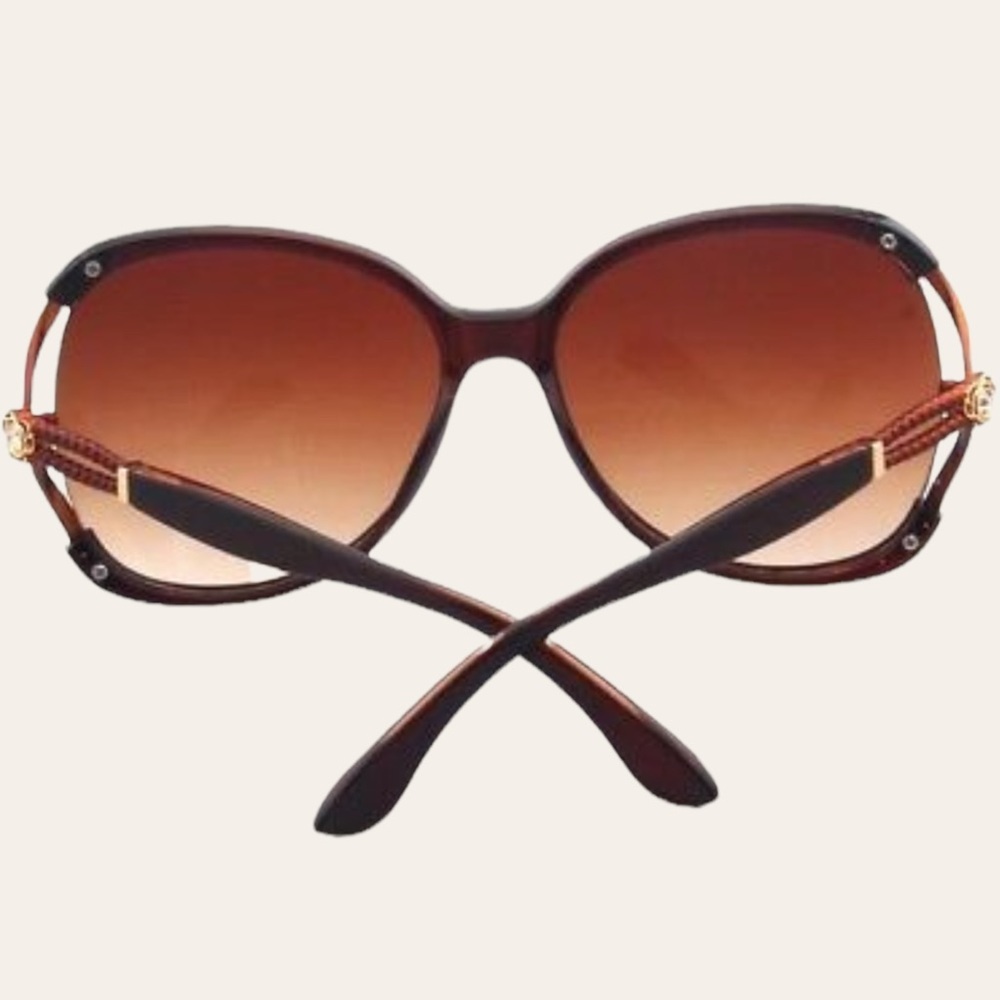 Brown & Gold Oversized Sunglasses Polarized New with Case - Picture 9 of 9